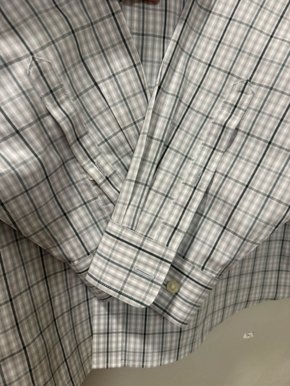 Eddie Bauer White and Blue Plaid Long-Sleeve Button-Up Shirt - Picture 4 of 14